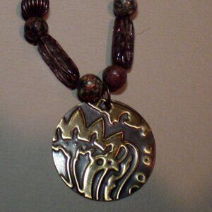 Boho Ethnic Necklace; High Fashion Ethnic Pendant Necklace; Patina Vintaj